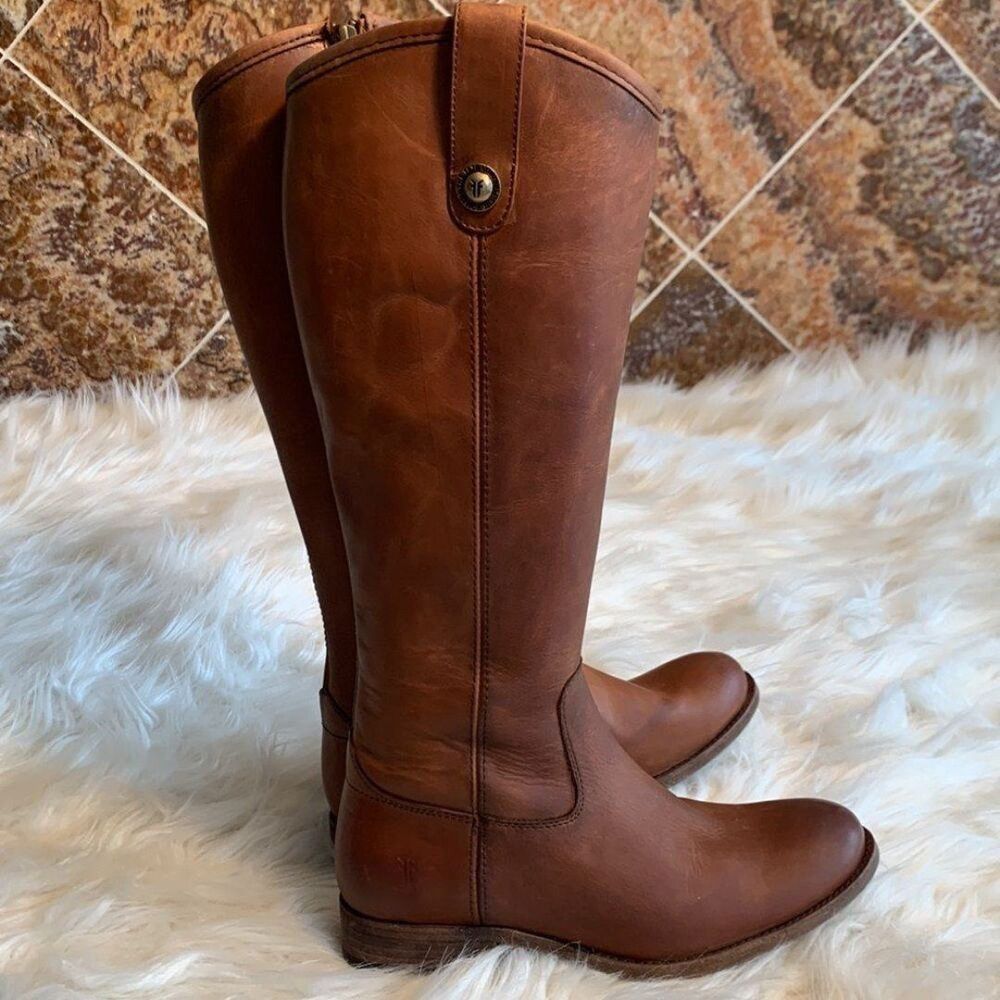 Frye Melissa Inside Zip Cognac Leather Tall Riding Boot 6 Equestrian Knee High - Picture 10 of 12